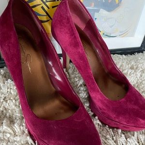 Jessica Simpson suede platform pumps